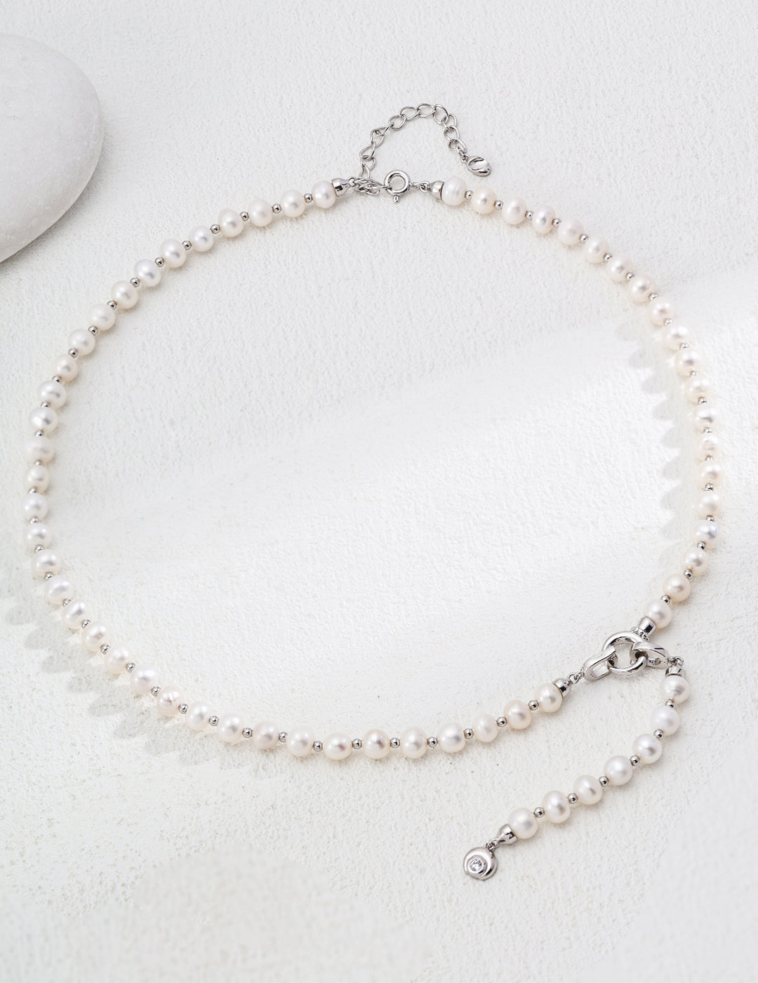 S925 Silver Natural Pearl Necklace - Adjustable