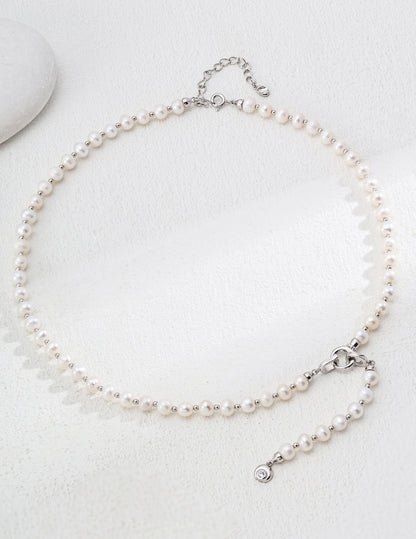 S925 Silver Natural Pearl Necklace - Adjustable