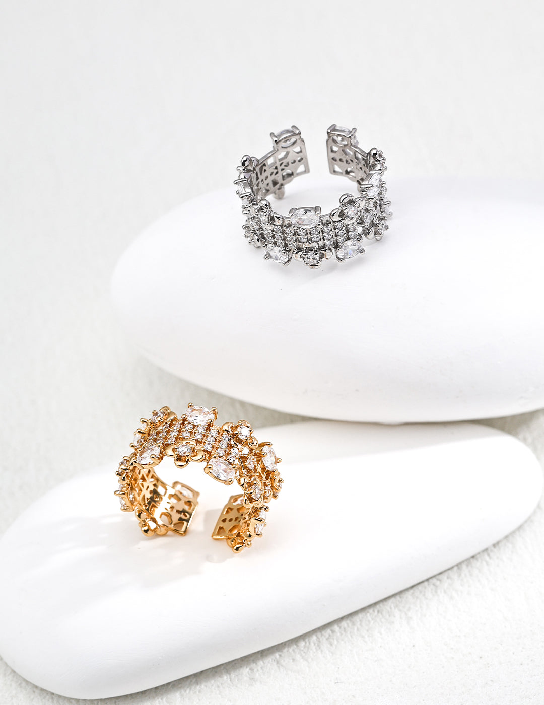 S925 Silver Cubic Zirconia Ring - Adjustable