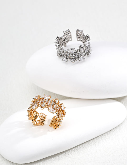 S925 Silver Cubic Zirconia Ring - Adjustable