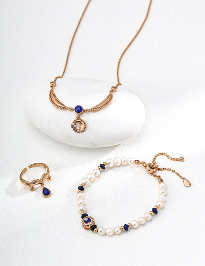 S925 Silver Lapis Lazuli Zirconia Necklace