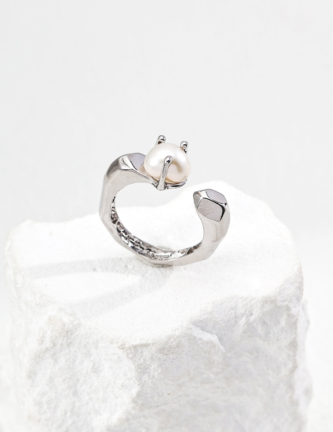 S925 Silver Minimalist Natural Pearl Ring White gold