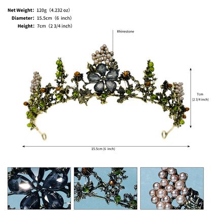 LIUVELLE Forest Style Pearl Bridal Crown – Elegant Wedding Hair Accessory