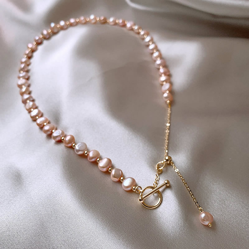 Liuvelle Pink Pearl Necklace – Elegant Luminous Natural Pearls