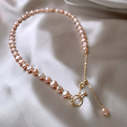 Liuvelle Pink Pearl Necklace – Elegant Luminous Natural Pearls