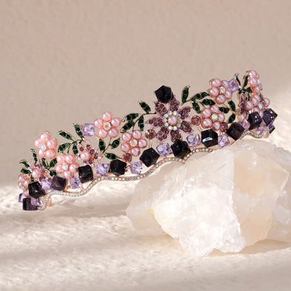 LIUVELLE Forest Style Pearl Bridal Crown – Elegant Wedding Hair Accessory