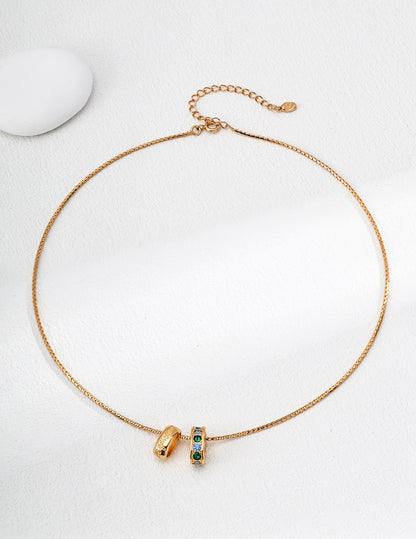 S925 Silver Vintage Zirconia Necklace Vintage Gold