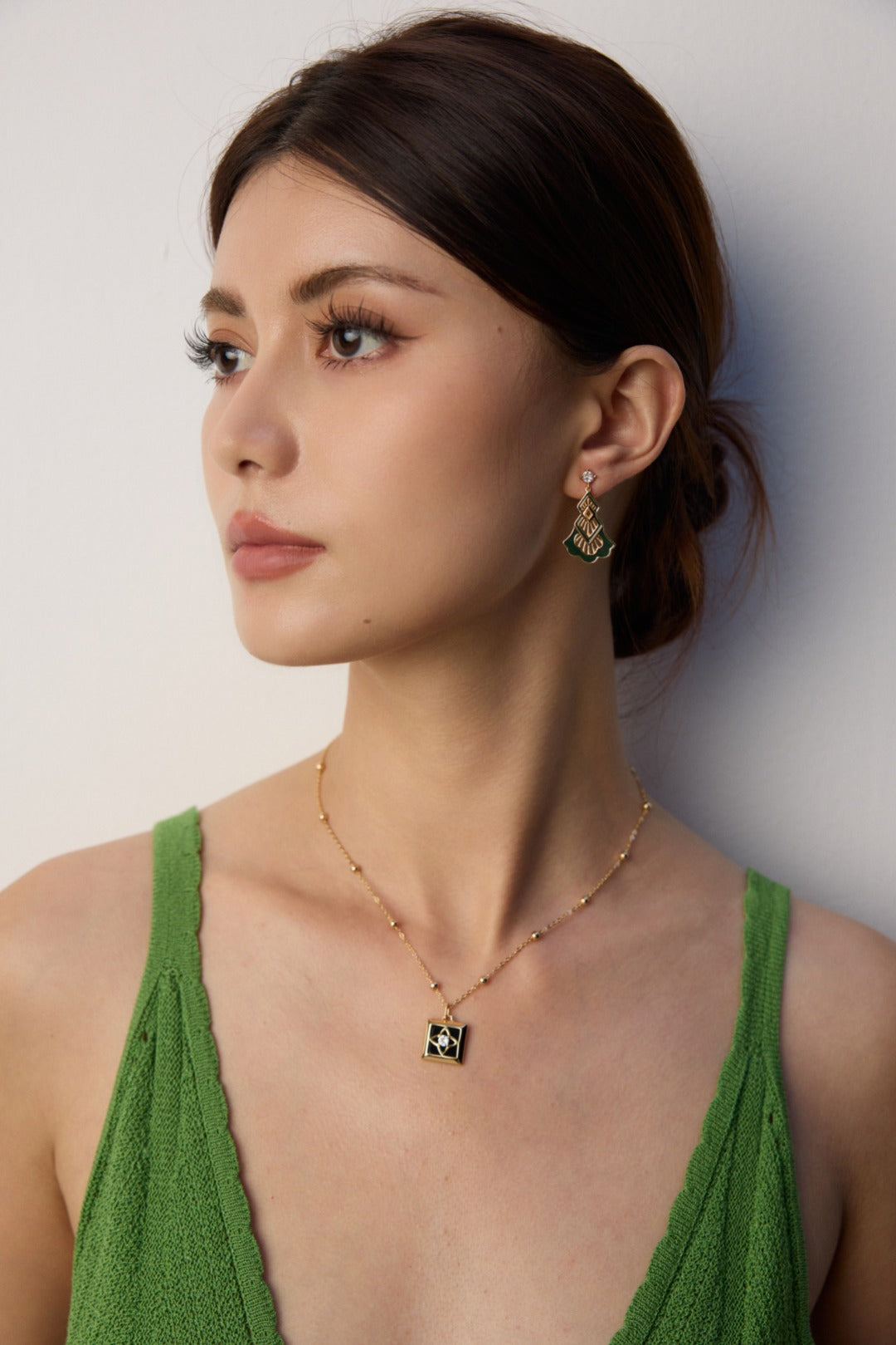 S925 Silver Vintage Enamel & Cubic Zirconia Drop Earrings