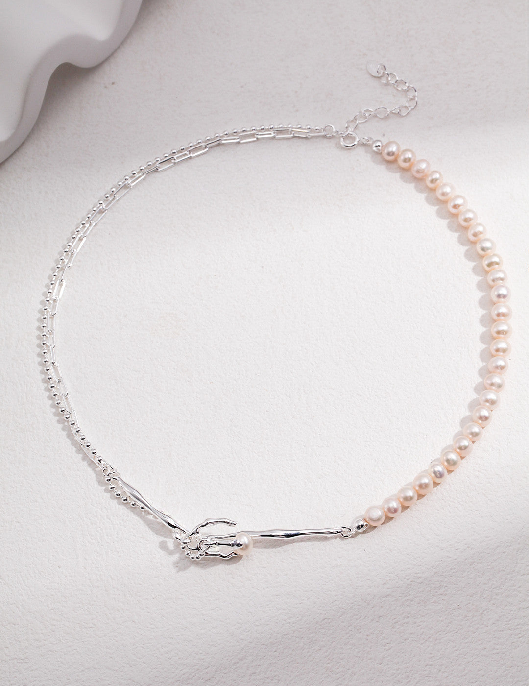 Sterling Silver Pearl Necklace - Withered Nest Series