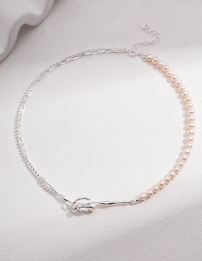 Sterling Silver Pearl Necklace - Withered Nest Series