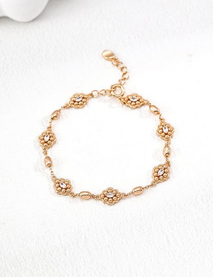 925 Silver Cubic Zirconia Bracelet - Palace Style Retro gold