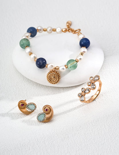 S925 Silver Vintage Cubic Zirconia Earrings - Nautilus Design