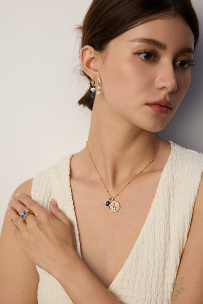 S925 Silver Natural Lapis Lazuli Pendant Necklace