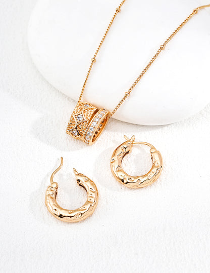 925 Silver Textured Earrings - Minimalist Design