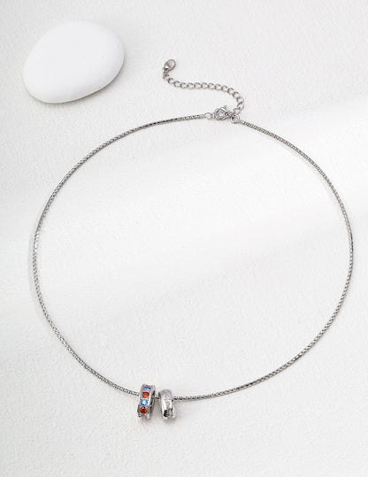 S925 Silver Vintage Zirconia Necklace White gold