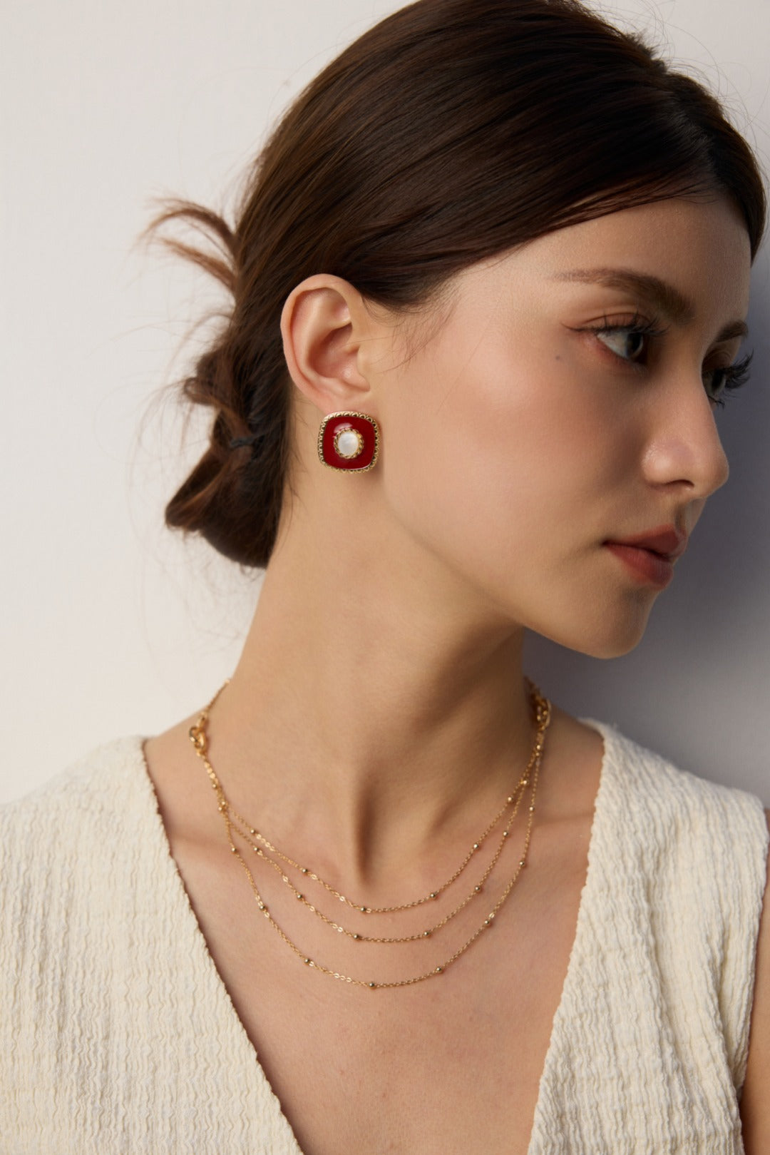 S925 Silver Enamel Shell Earrings - Minimalist Design