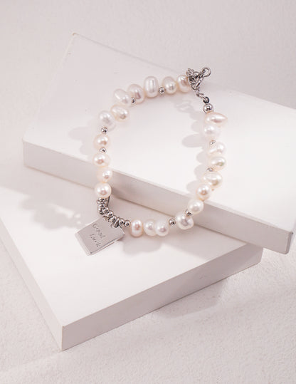 S925 Sterling Silver Natural Pearl Bracelet - Vintage Elegant Women's Bracelet White gold