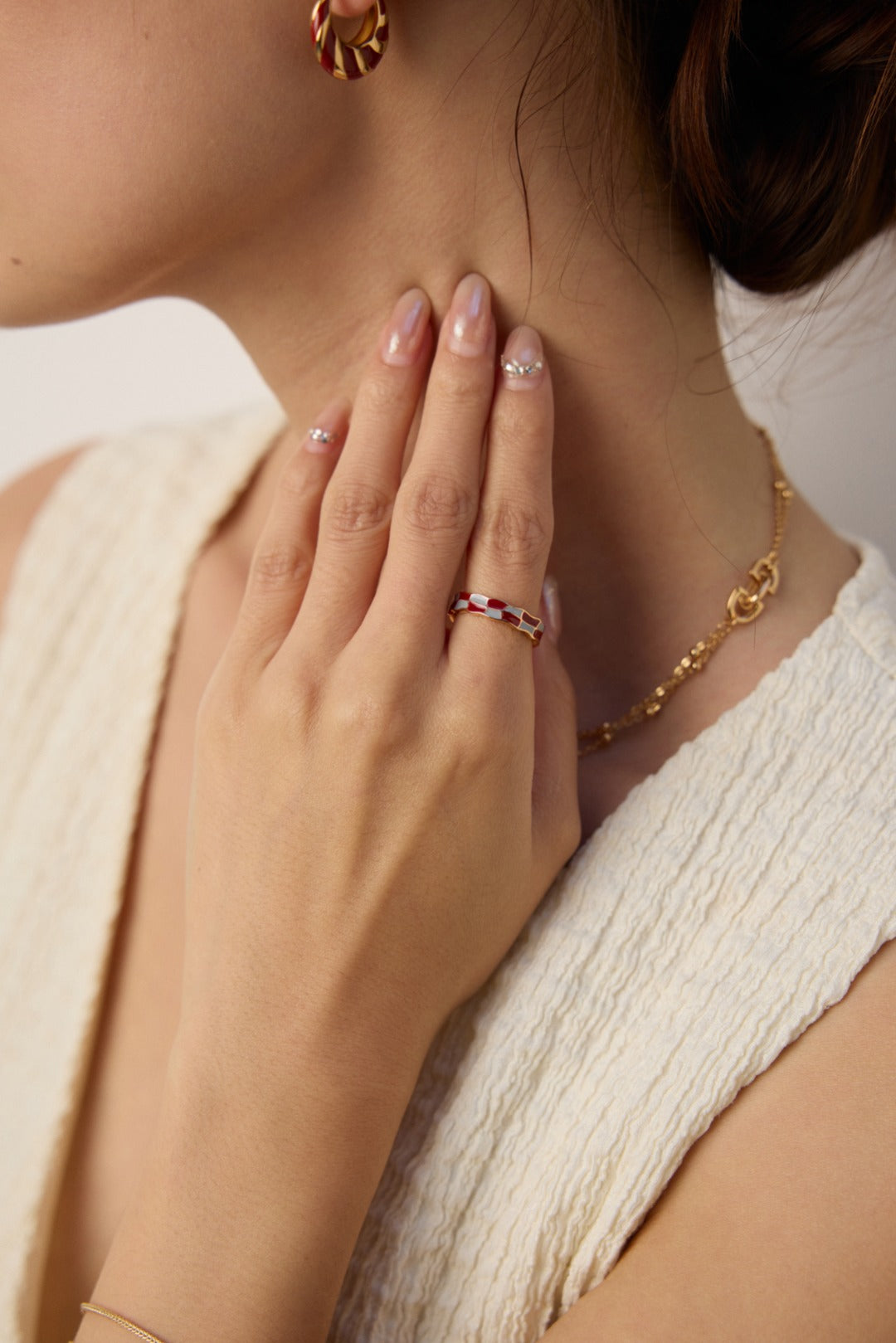 S925 Silver Red & Blue Enamel Ring - Designer Style