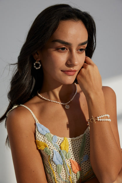 925 Silver Natural Pearl Necklace - Vintage Gold Elegant