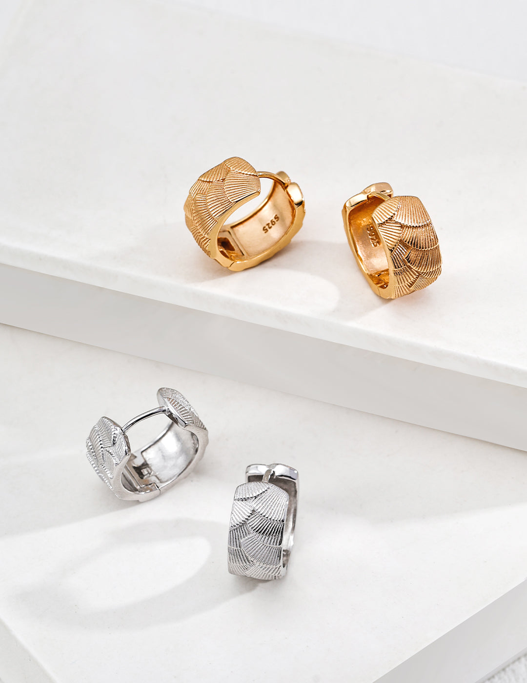 S925 Silver Vintage Engraved Stud Earrings