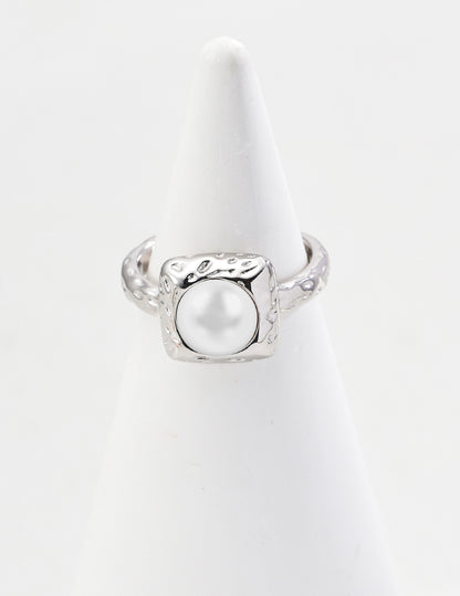 S925 Silver Minimalist Natural Pearl Ring White gold