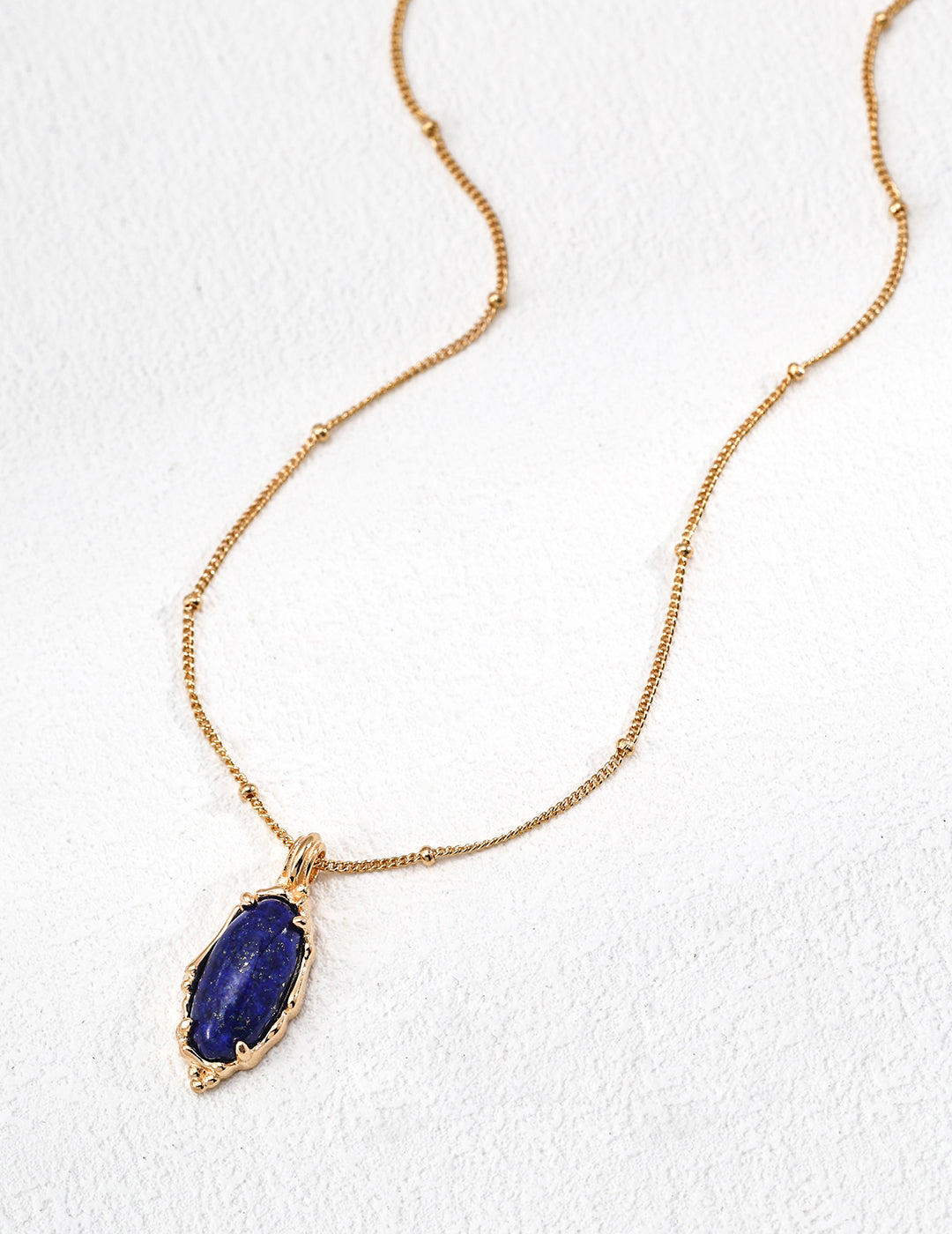 S925 Silver Vintage Natural Lapis Lazuli Necklace Vintage Gold