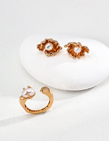 S925 Silver Minimalist Natural Pearl Ring