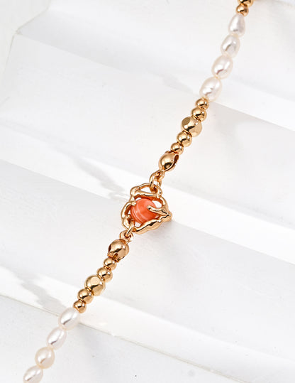 Liuvelle S925 Silver Vintage Natural Pearl Rhodochrosite Necklace