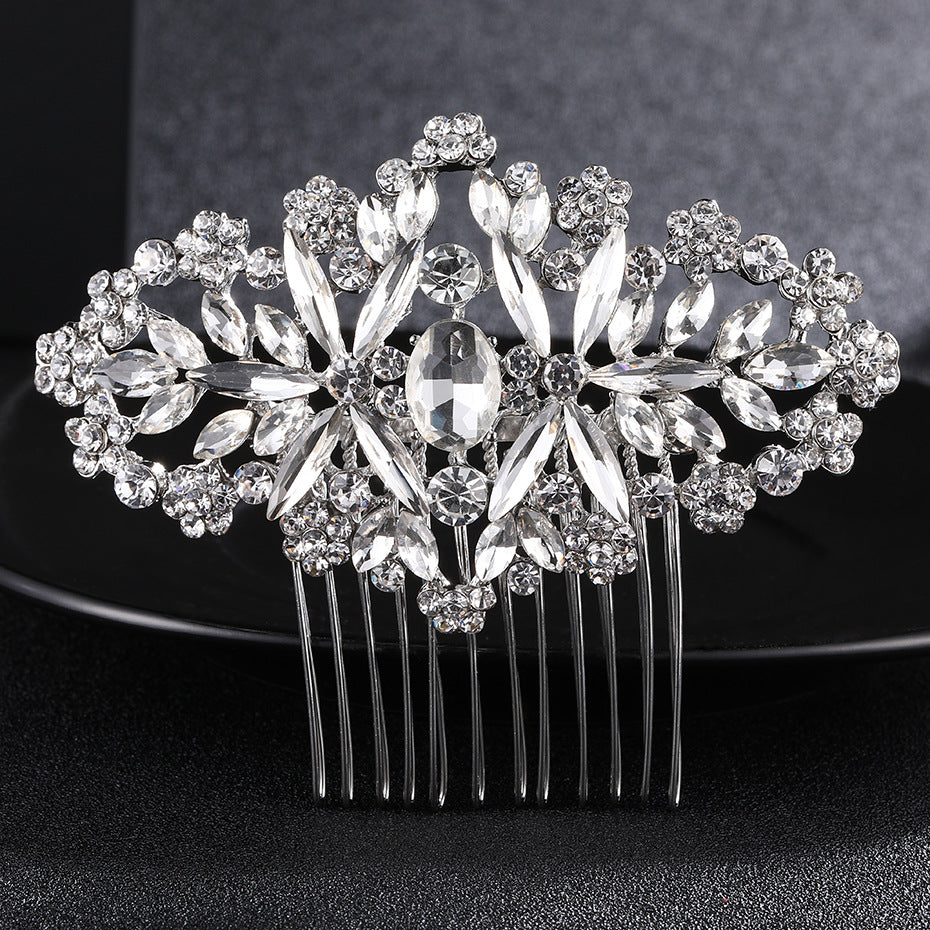European and American Classic Bridal Hair Accessories Alloy Rhinestone Insert Comb High-end Wedding Banquet Hair Styling Accessories Retro Hair Comb for Women