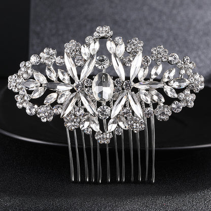 European and American Classic Bridal Hair Accessories Alloy Rhinestone Insert Comb High-end Wedding Banquet Hair Styling Accessories Retro Hair Comb for Women