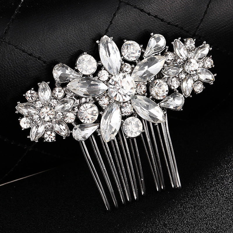 European and American Classic Bridal Hair Accessories Alloy Rhinestone Insert Comb High-end Wedding Banquet Hair Styling Accessories Retro Hair Comb for Women