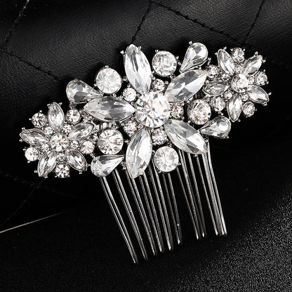 European and American Classic Bridal Hair Accessories Alloy Rhinestone Insert Comb High-end Wedding Banquet Hair Styling Accessories Retro Hair Comb for Women