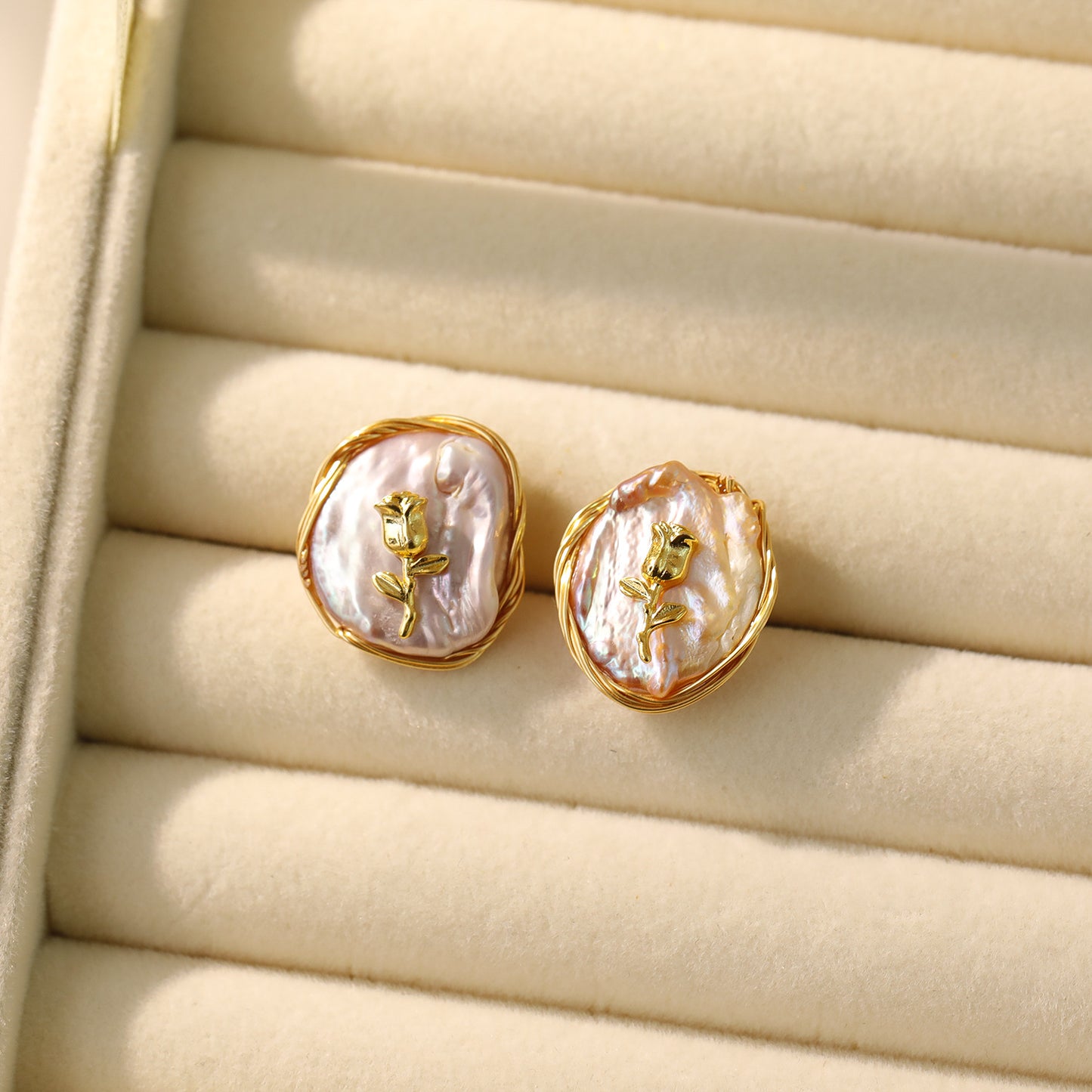 Liuvelle Monet Garden Collection: Baroque Pearl Earrings – Moonlit Bloom