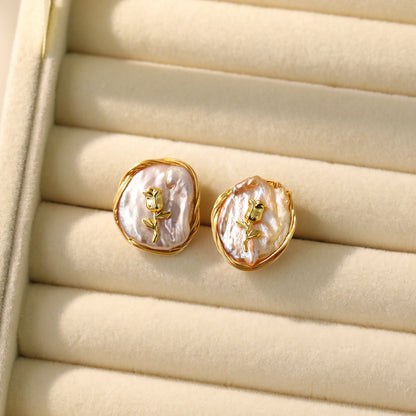 Liuvelle Monet Garden Collection: Baroque Pearl Earrings – Moonlit Bloom