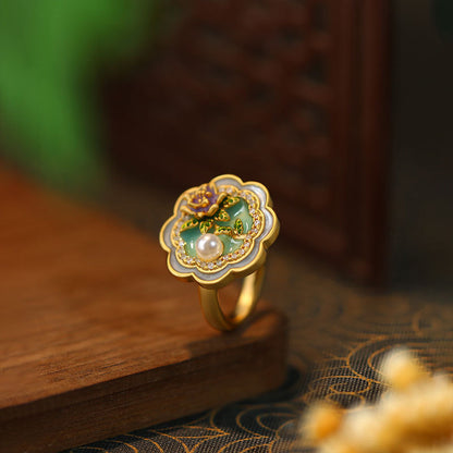 Liuvelle Monet Garden Artistic Enamel Flower Ring – Elegant High Fashion Jewelry
