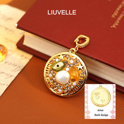 Liuvelle DIY 12 Zodiac Pendant & Bracelet – Adjustable Luxury Jewelry with 18K Gold & Pearls Gift