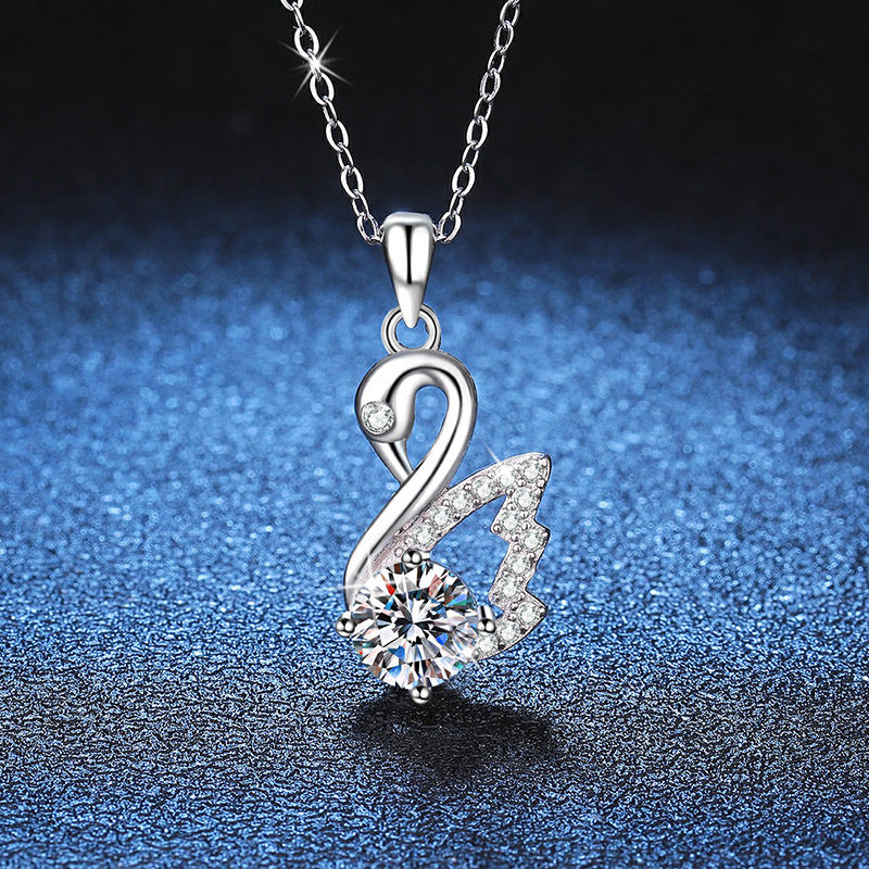 Liuvelle Swan Necklace – Elegant 1 Carat Diamond Swan Pendant, Luxury Fine Jewelry Gift for Women