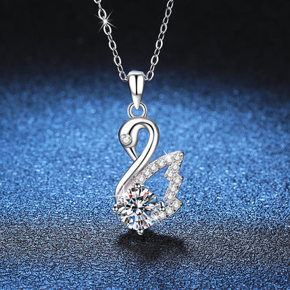 Liuvelle Swan Necklace – Elegant 1 Carat Diamond Swan Pendant, Luxury Fine Jewelry Gift for Women
