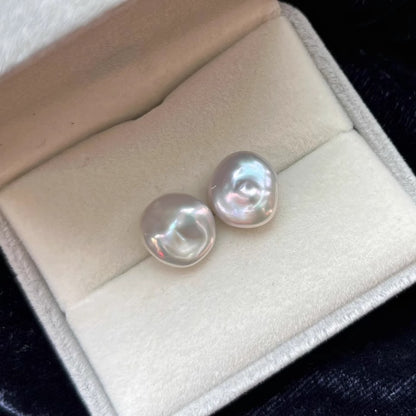 Liuvelle Irregular Baroque Pearl Stud Earrings – 925 Silver Minimalist Style