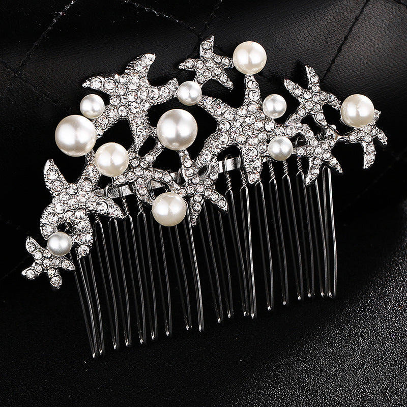 European and American Classic Bridal Hair Accessories Alloy Rhinestone Insert Comb High-end Wedding Banquet Hair Styling Accessories Retro Hair Comb for Women