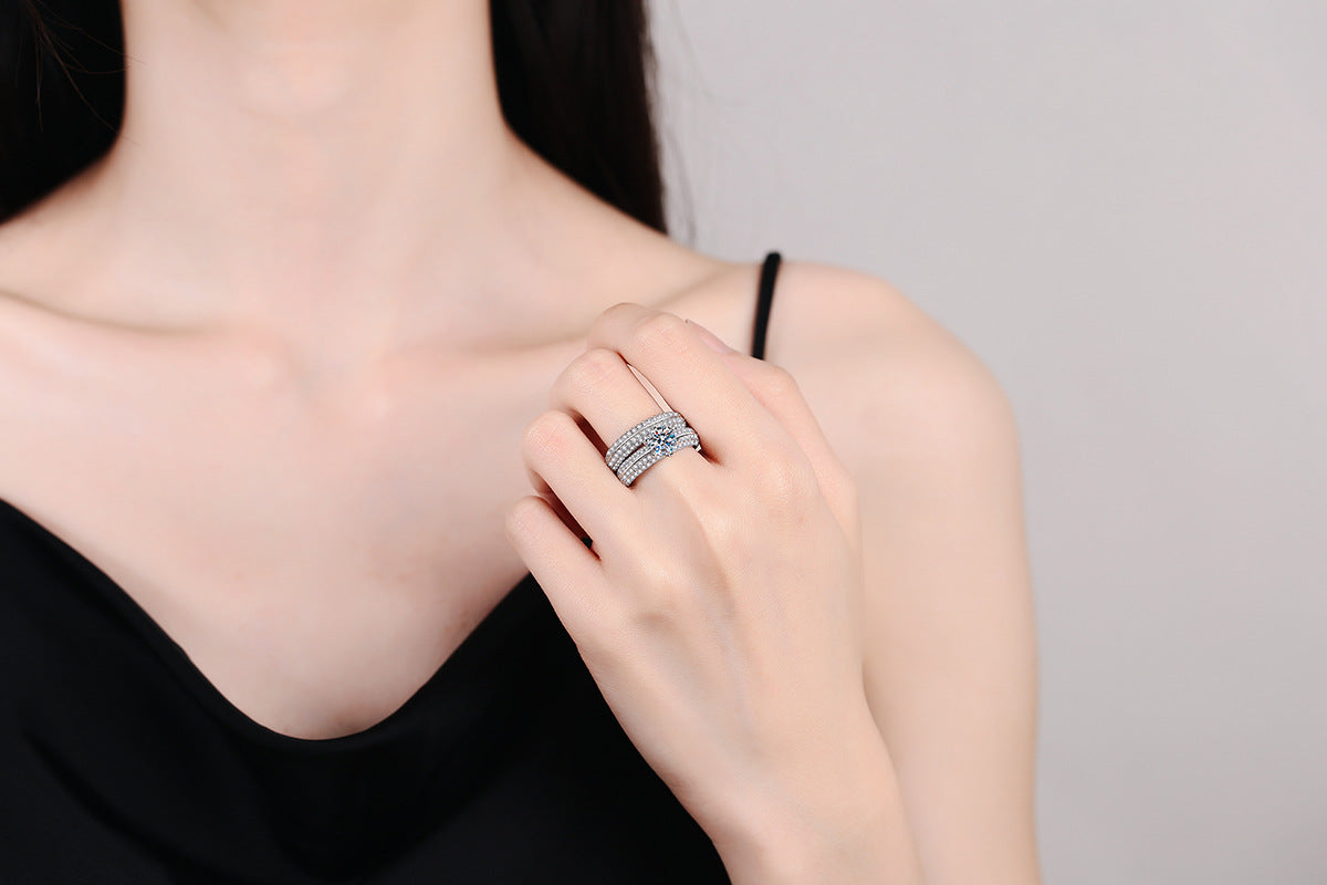 Liuvelle Eternal Love 1ct Diamond Sterling Silver Couple Rings