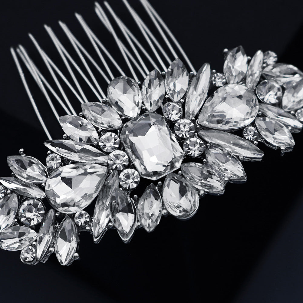 European and American Classic Bridal Hair Accessories Alloy Rhinestone Insert Comb High-end Wedding Banquet Hair Styling Accessories Retro Hair Comb for Women