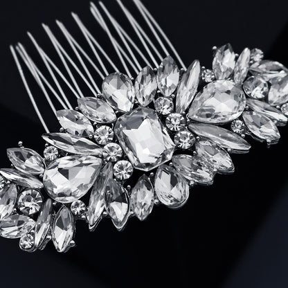 European and American Classic Bridal Hair Accessories Alloy Rhinestone Insert Comb High-end Wedding Banquet Hair Styling Accessories Retro Hair Comb for Women