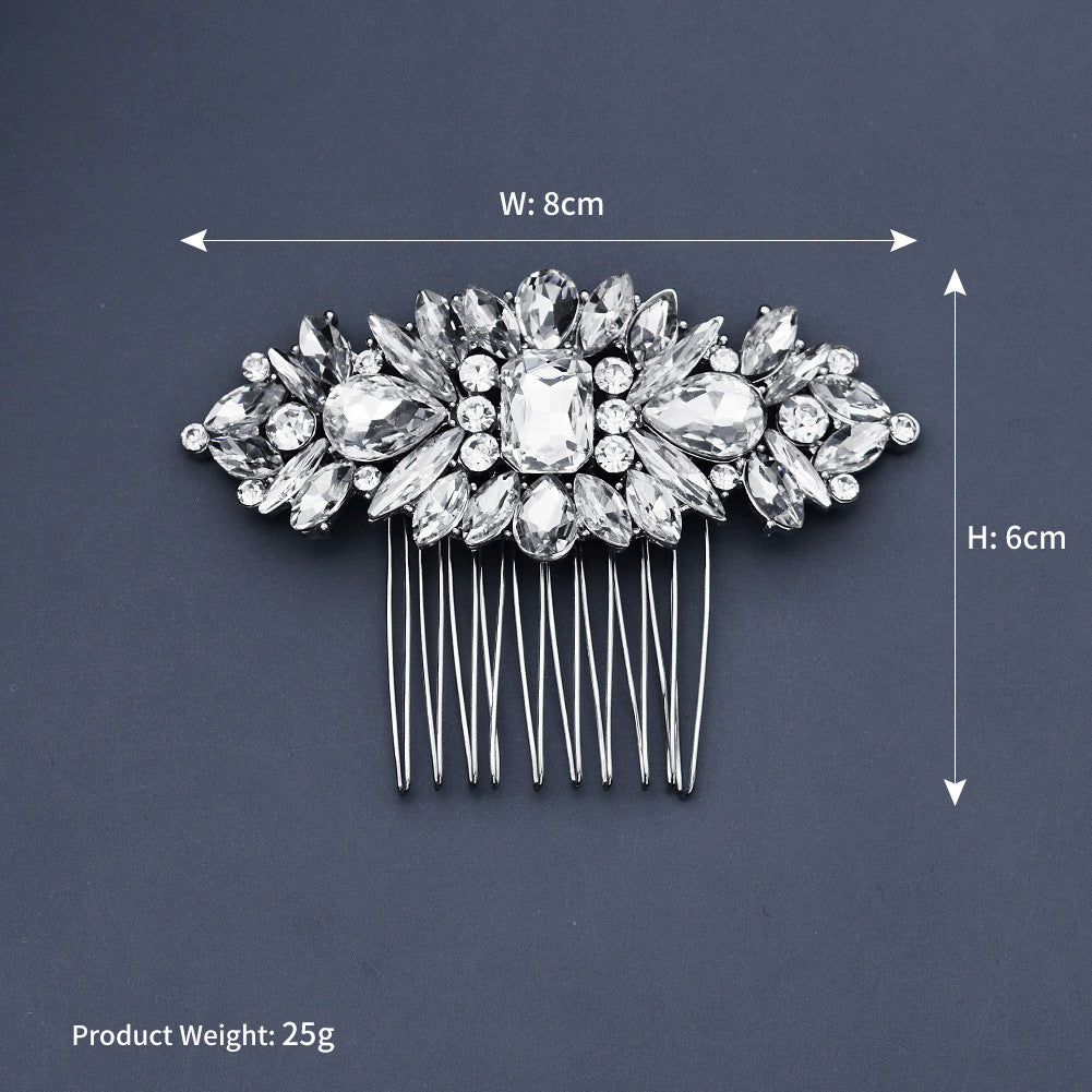 European and American Classic Bridal Hair Accessories Alloy Rhinestone Insert Comb High-end Wedding Banquet Hair Styling Accessories Retro Hair Comb for Women