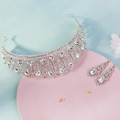 LIUVELLE Bridal Two-Piece Set – Teardrop Diamond Earrings with Crown