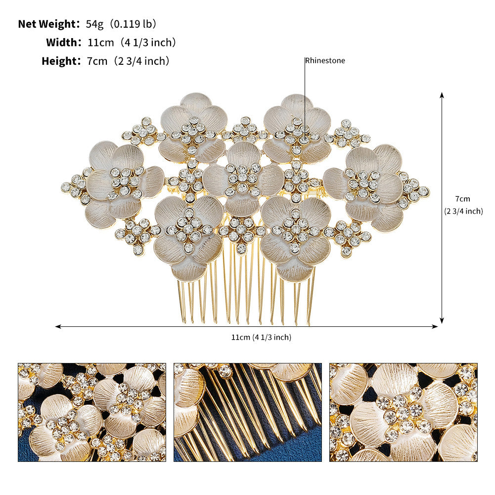 European and American Classic Bridal Hair Accessories Alloy Rhinestone Insert Comb High-end Wedding Banquet Hair Styling Accessories Retro Hair Comb for Women