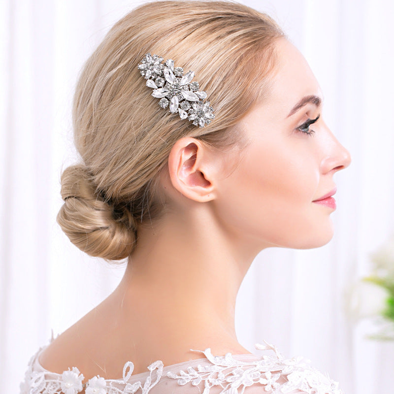 European and American Classic Bridal Hair Accessories Alloy Rhinestone Insert Comb High-end Wedding Banquet Hair Styling Accessories Retro Hair Comb for Women