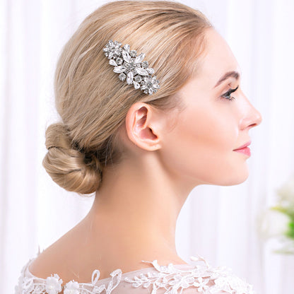 European and American Classic Bridal Hair Accessories Alloy Rhinestone Insert Comb High-end Wedding Banquet Hair Styling Accessories Retro Hair Comb for Women