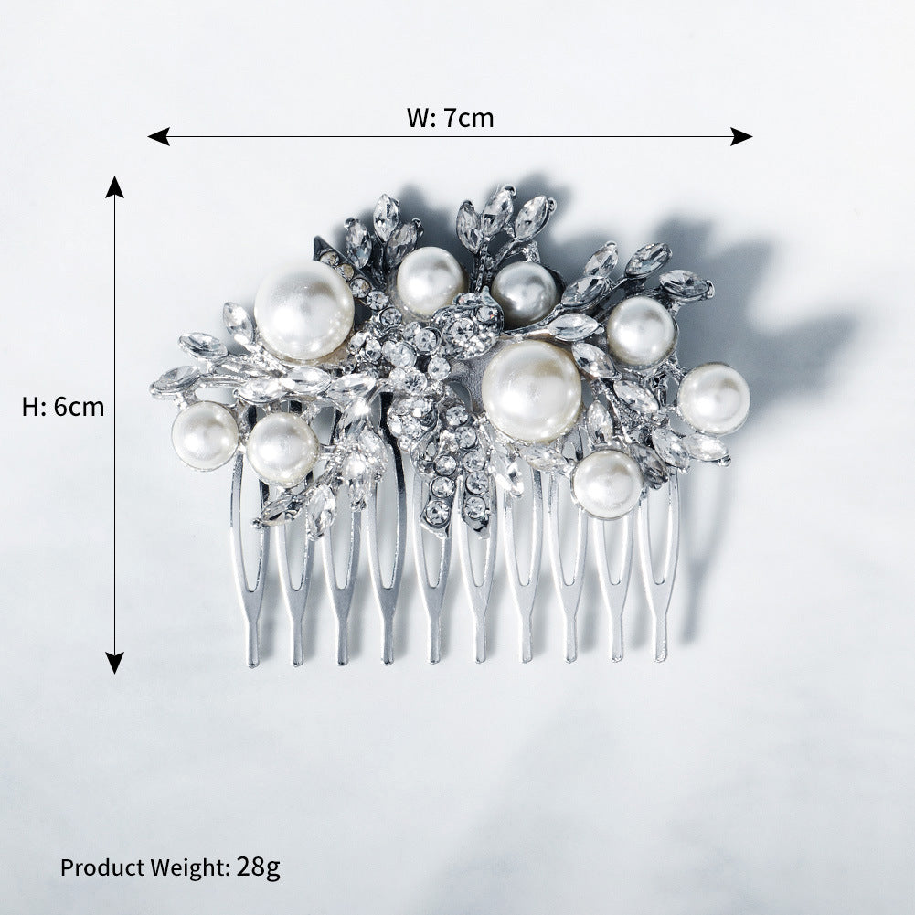 European and American Classic Bridal Hair Accessories Alloy Rhinestone Insert Comb High-end Wedding Banquet Hair Styling Accessories Retro Hair Comb for Women