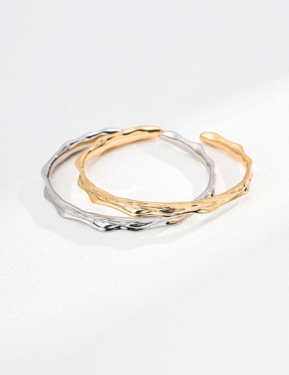 925 Sterling Silver Wave Bangle - Minimalist Versatile Bracelet